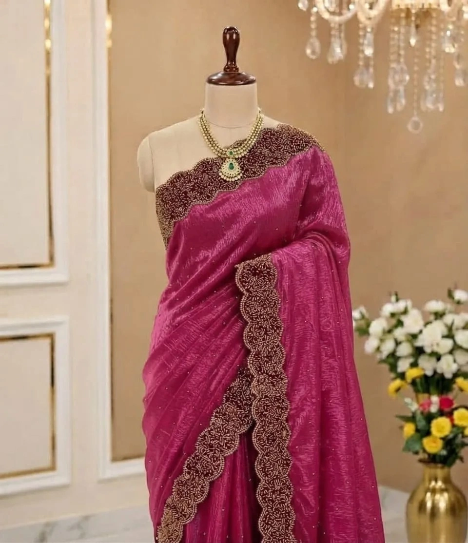 Teal Blue Fancy Stonework Designer Saree